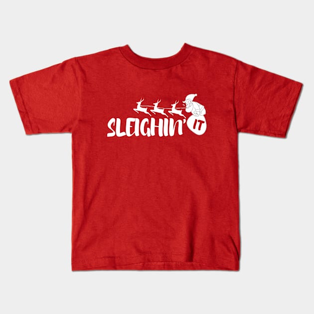 Sleighin’ It Kids T-Shirt by Nahtrawee